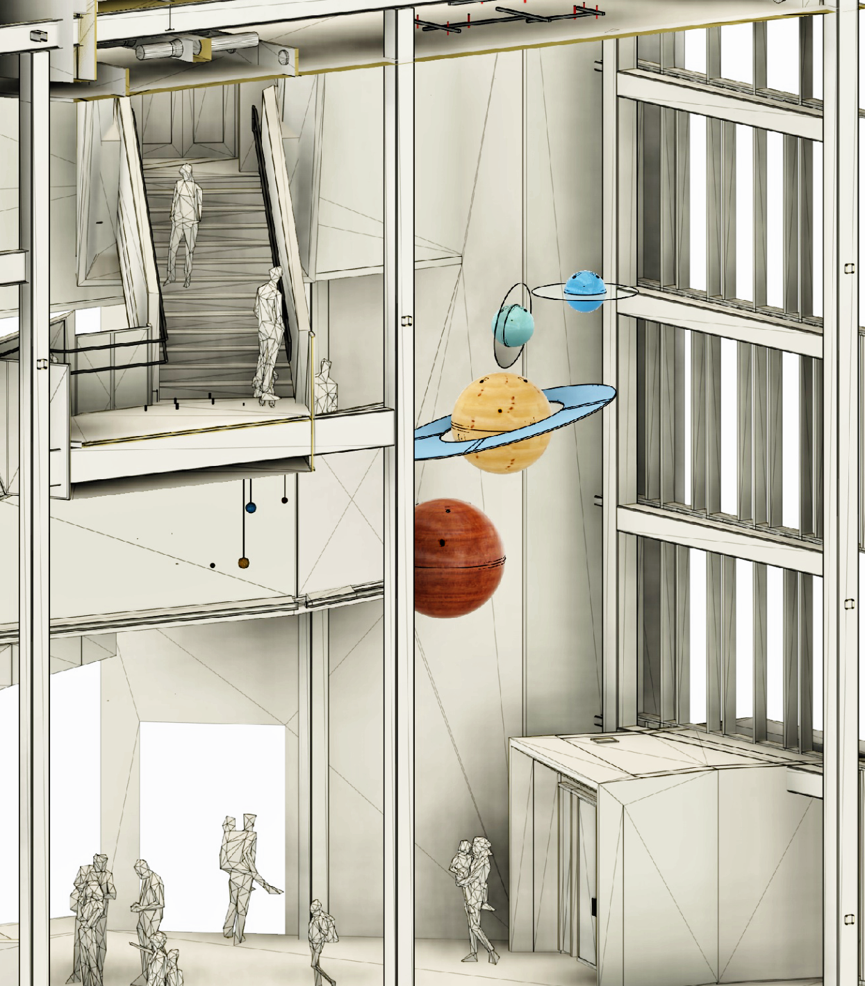 Planets in lobby rendering